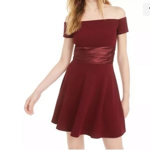 NWT Macy's Red Off Shoulder Cocktail Midi Dress
